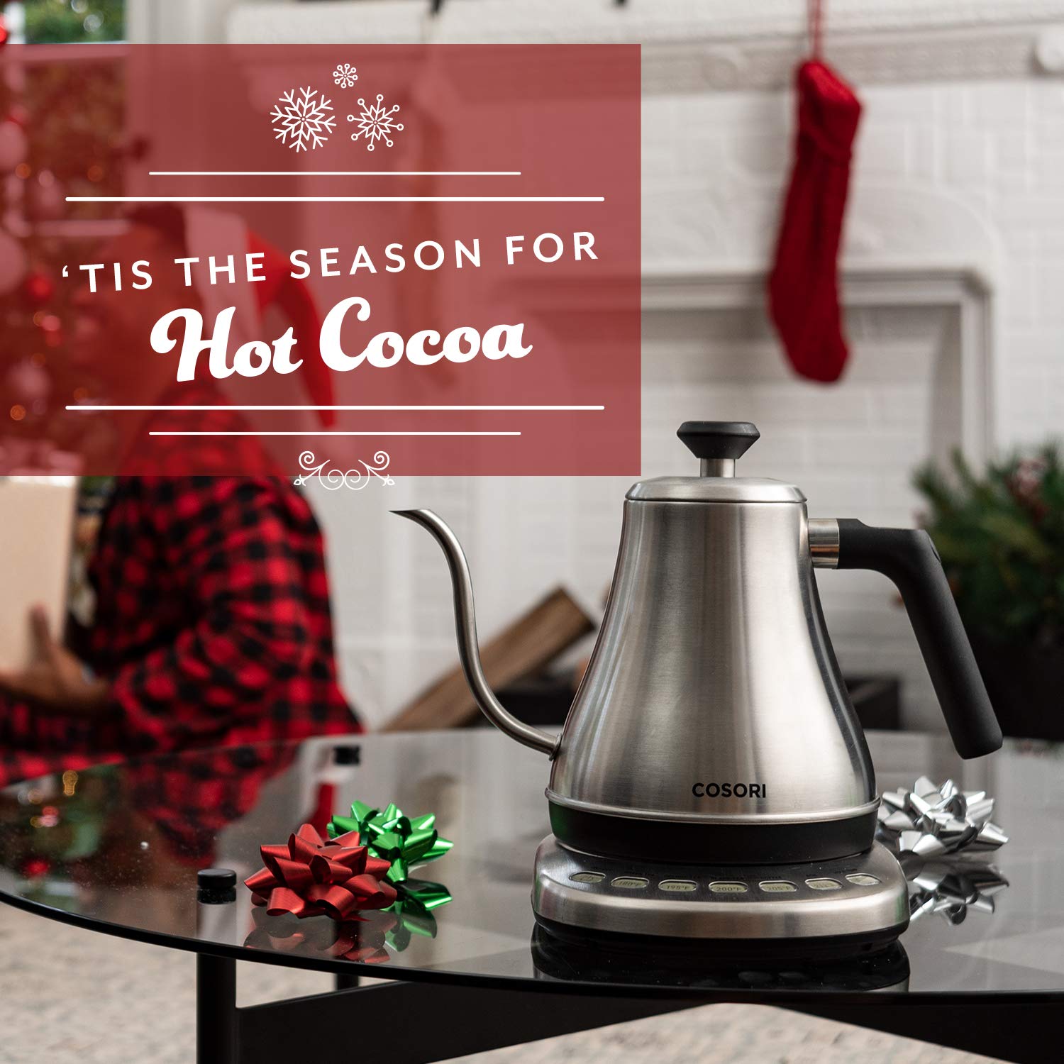 COSORI Electric Gooseneck Kettle 5 Temp Control Pour Over Coffee Tea 0.8L 1200W Stainless Steel