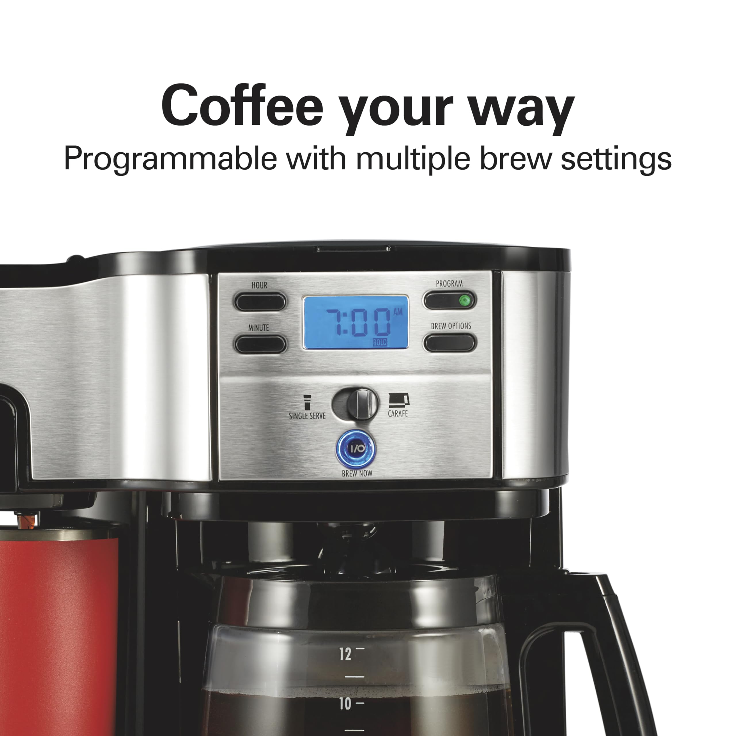 Hamilton Beach 2 Way Programmable Coffee Maker 12 Cup Carafe Single Serve 49980RG