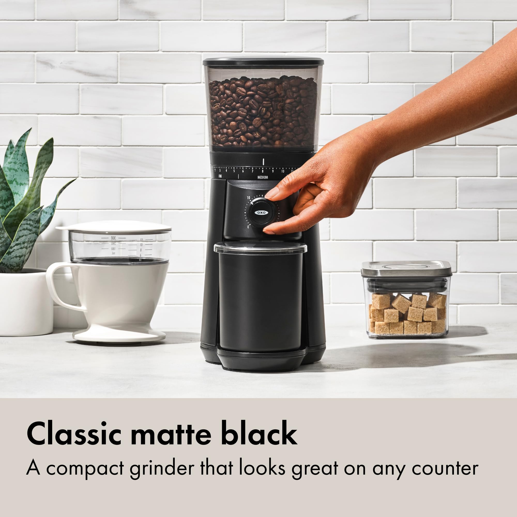 OXO Brew Conical Burr Coffee Grinder Stainless Steel One Touch Smart Grind
