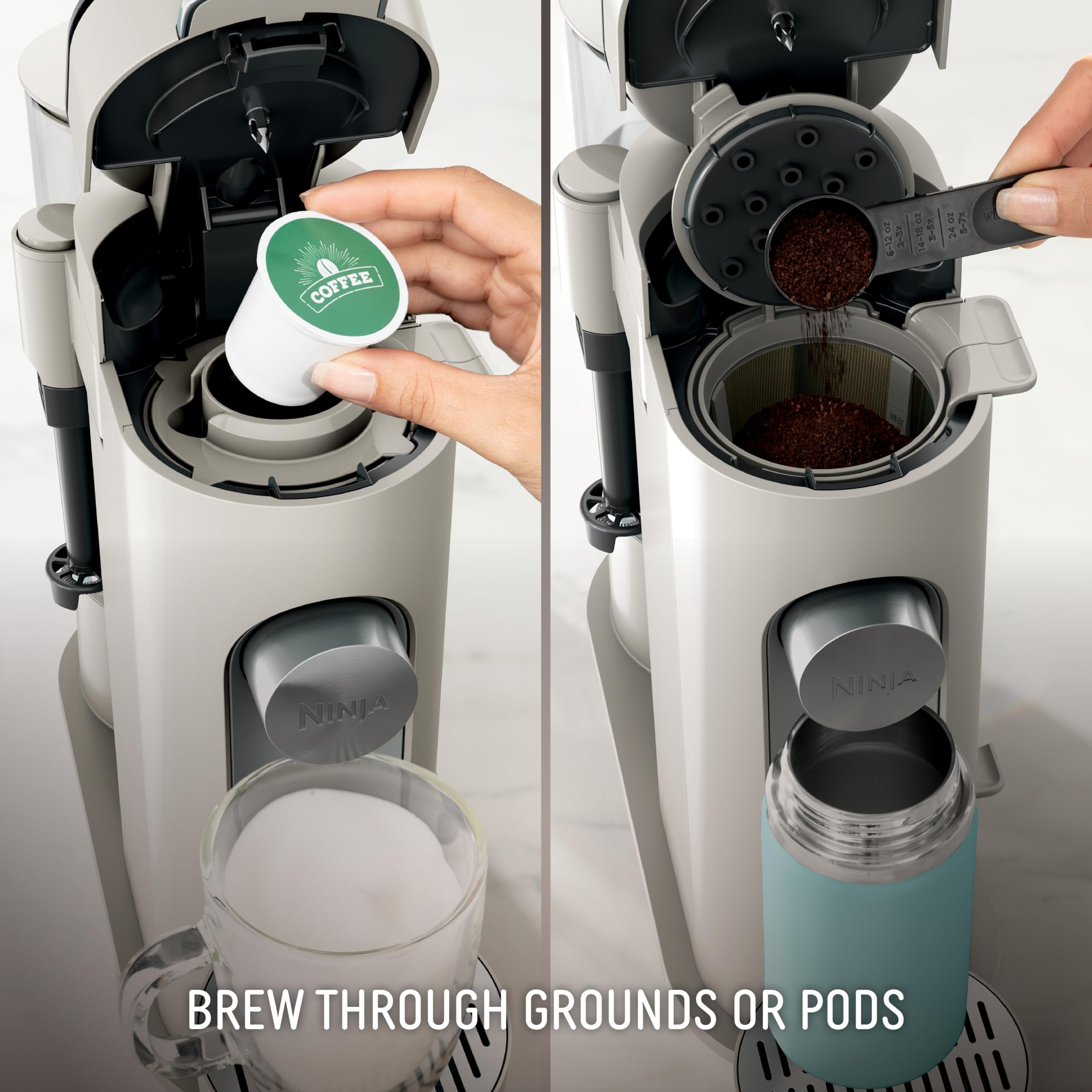 Ninja Single Serve Coffee Maker Pods & Grounds 4 Brew Styles 24oz Cup 56oz Reservoir PB051