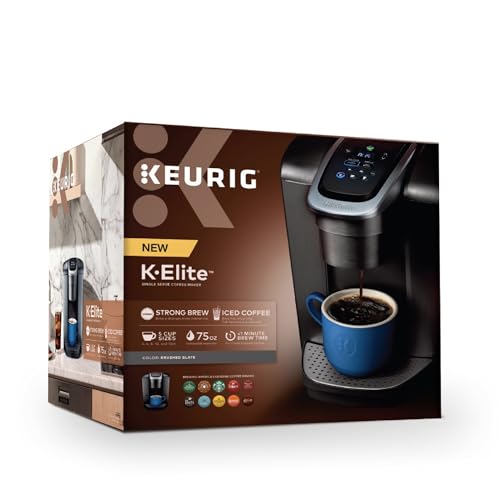 Keurig K Elite Single Serve Coffee Maker Strength & Temp Control Iced 8-12oz Brushed Slate