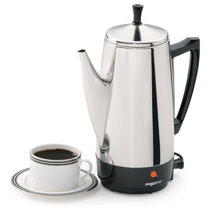 Presto 02811 Stainless Steel Electric Coffee Percolator 12 Cup Easy Pour Stay Cool