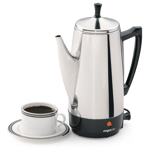 Presto 02811 Stainless Steel Electric Coffee Percolator 12 Cup Easy Pour Stay Cool