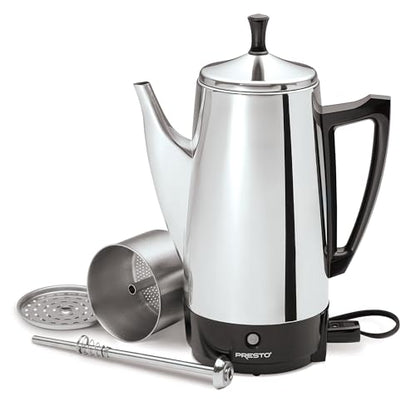Presto 02811 Stainless Steel Electric Coffee Percolator 12 Cup Easy Pour Stay Cool