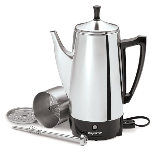 Presto 02811 Stainless Steel Electric Coffee Percolator 12 Cup Easy Pour Stay Cool