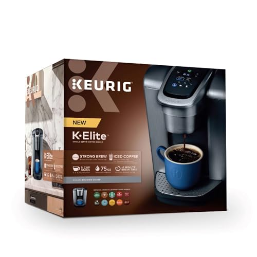 Keurig K Elite Single Serve Coffee Maker Strength & Temp Control Iced 8-12oz Brushed Slate