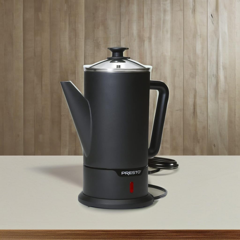 Presto 02811 Stainless Steel Electric Coffee Percolator 12 Cup Easy Pour Stay Cool