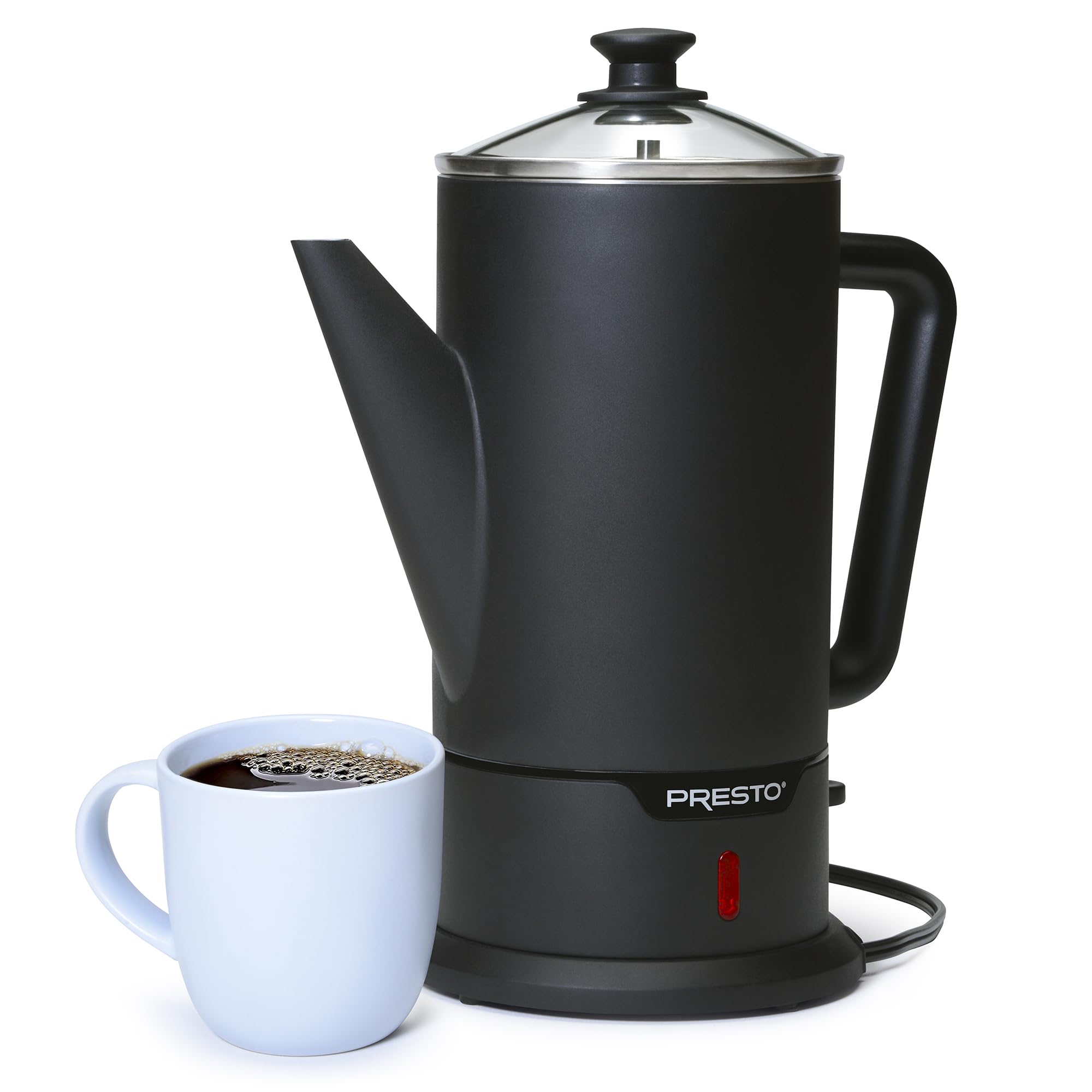 Presto 02811 Stainless Steel Electric Coffee Percolator 12 Cup Easy Pour Stay Cool
