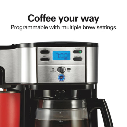 Hamilton Beach 2 Way Programmable Coffee Maker 12 Cup Carafe Single Serve 49980RG