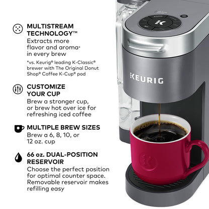 Keurig K Supreme Single Serve Coffee Maker MultiStream 4 Brew Sizes 66oz Reservoir Black