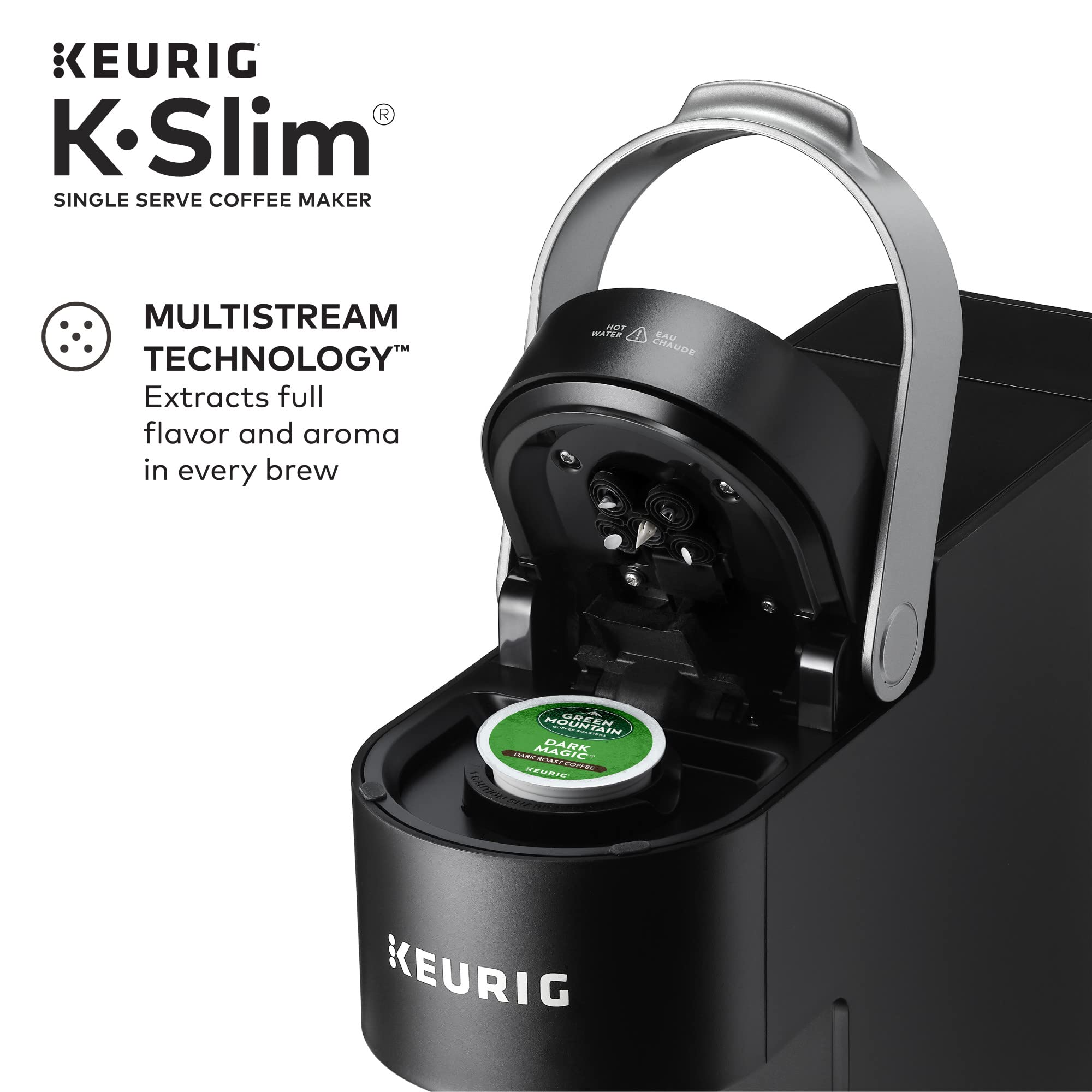 Keurig K Slim Single Serve Coffee Maker Multistream 3 Brew Sizes 46oz Reservoir Black