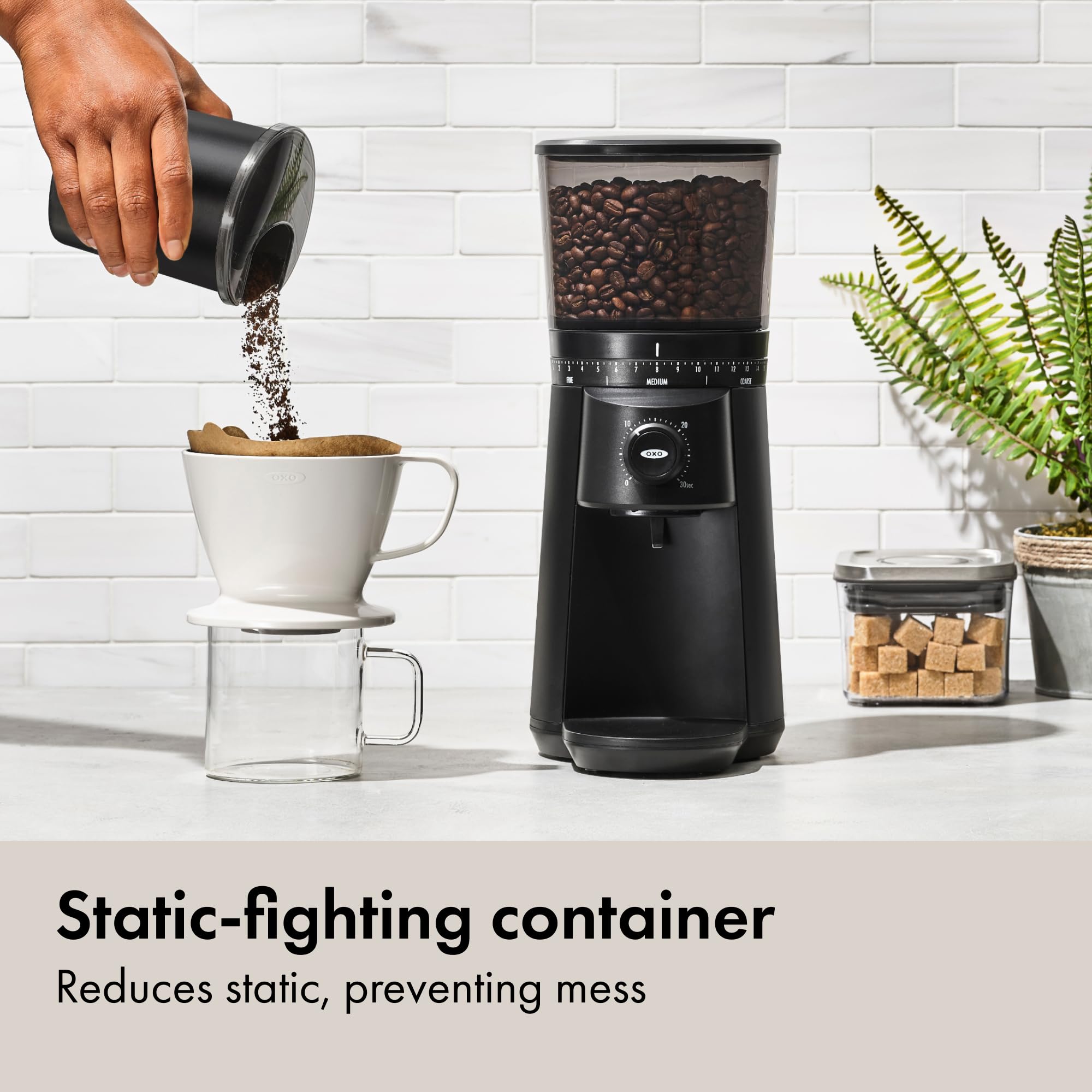OXO Brew Conical Burr Coffee Grinder Stainless Steel One Touch Smart Grind