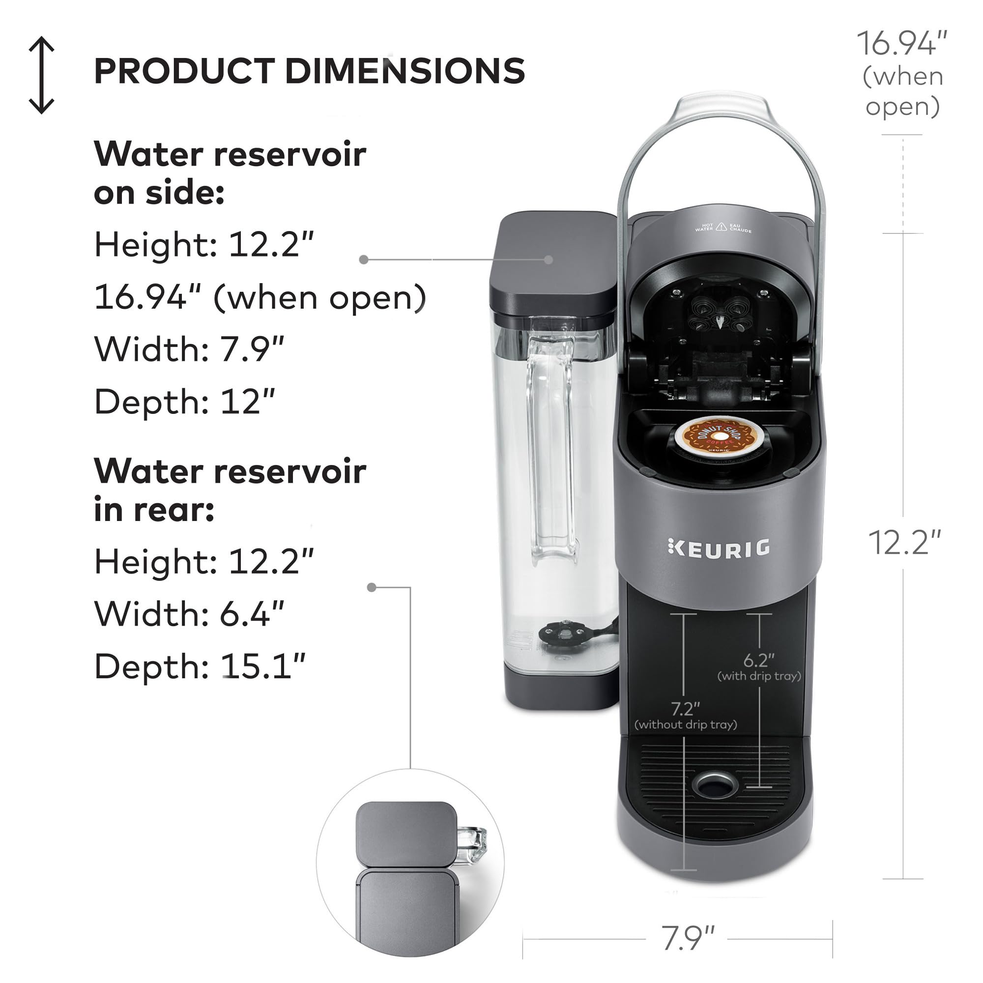 Keurig K Supreme Single Serve Coffee Maker MultiStream 4 Brew Sizes 66oz Reservoir Black