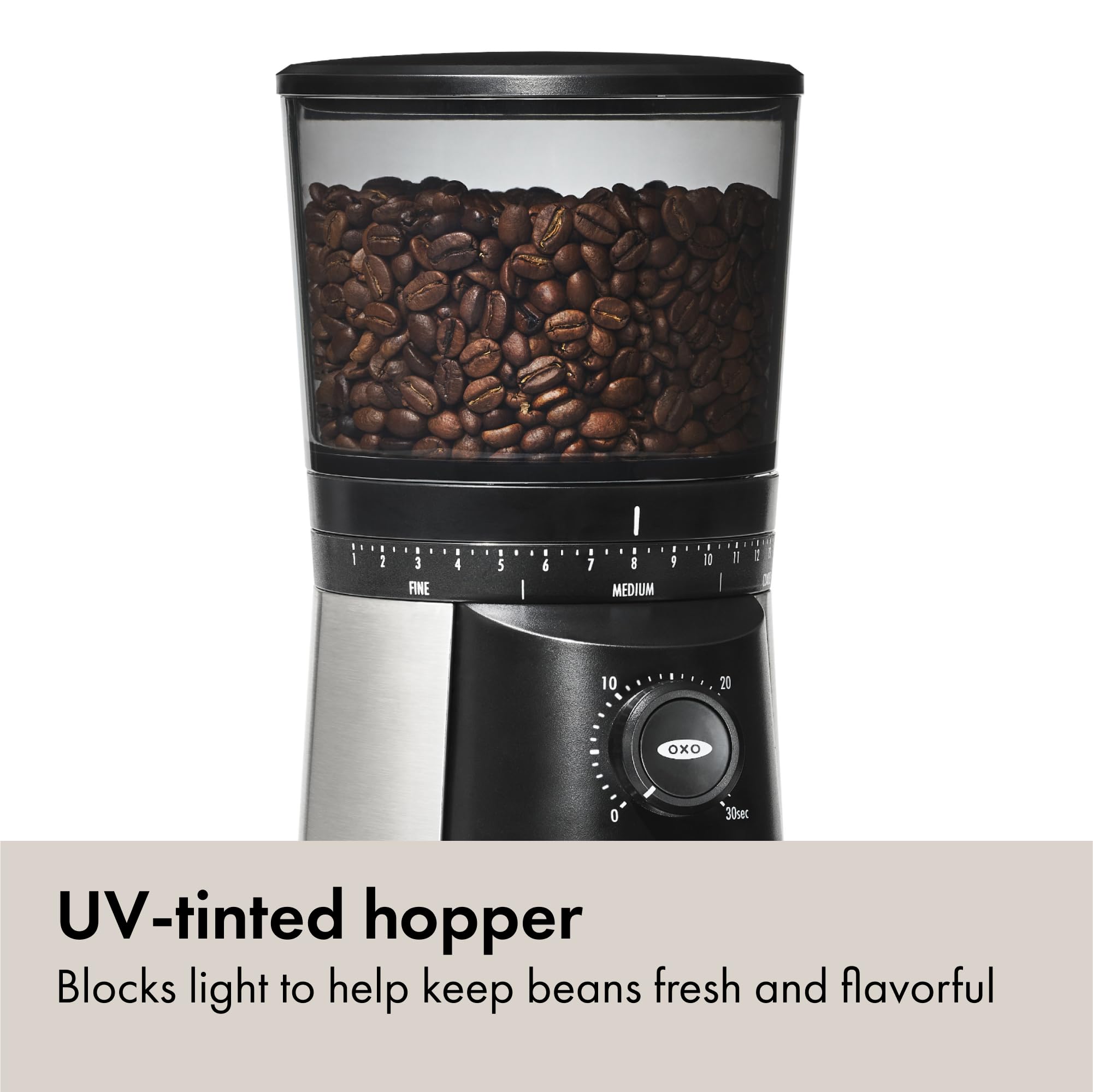 OXO Brew Conical Burr Coffee Grinder Stainless Steel One Touch Smart Grind