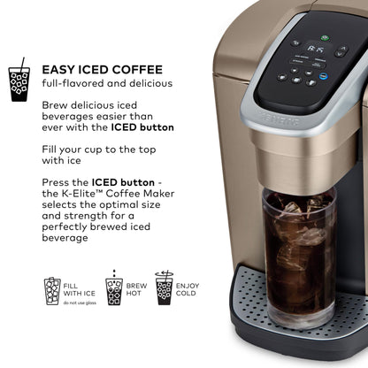 Keurig K Elite Single Serve Coffee Maker Strength & Temp Control Iced 8-12oz Brushed Slate