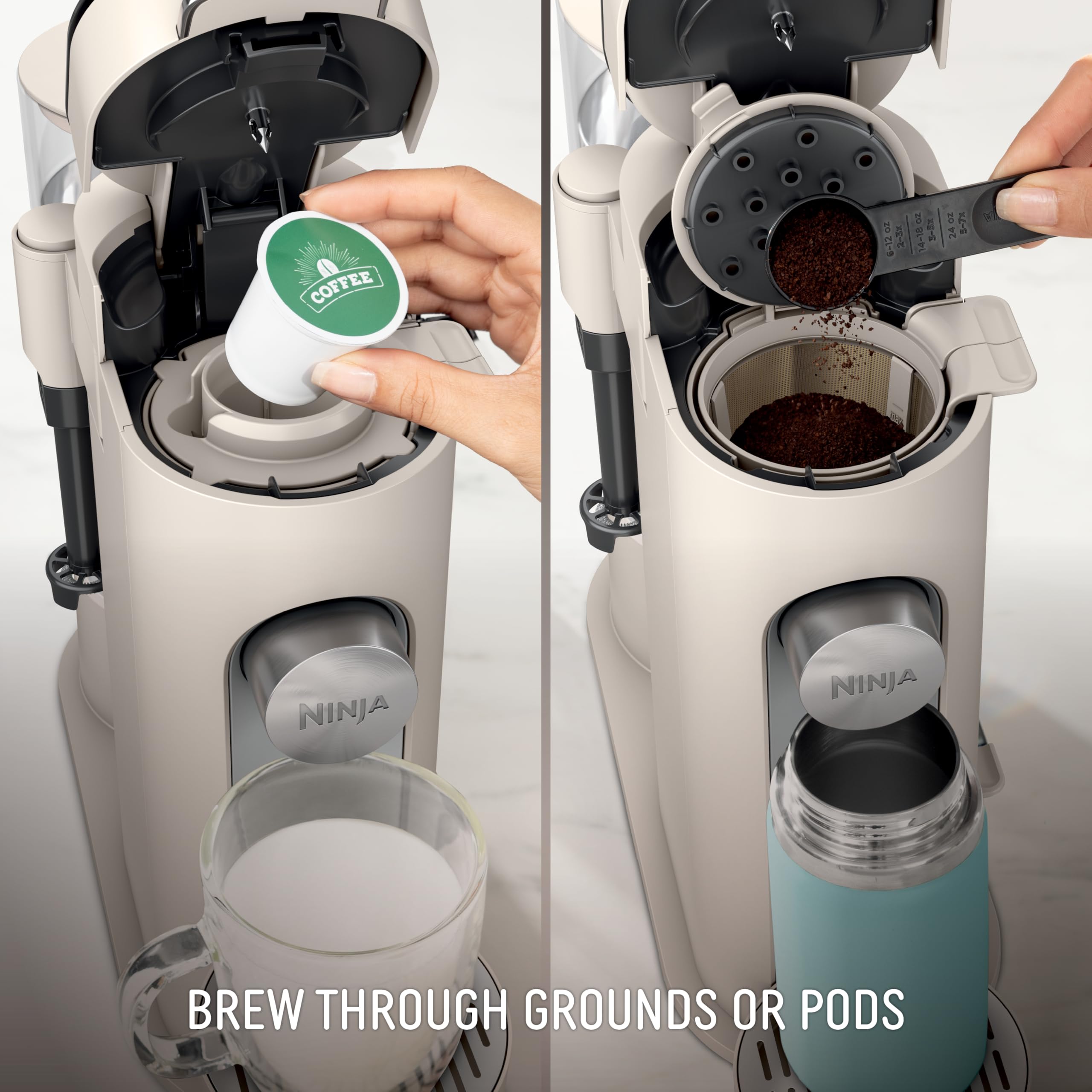 Ninja Single Serve Coffee Maker Pods & Grounds 4 Brew Styles 24oz Cup 56oz Reservoir PB051