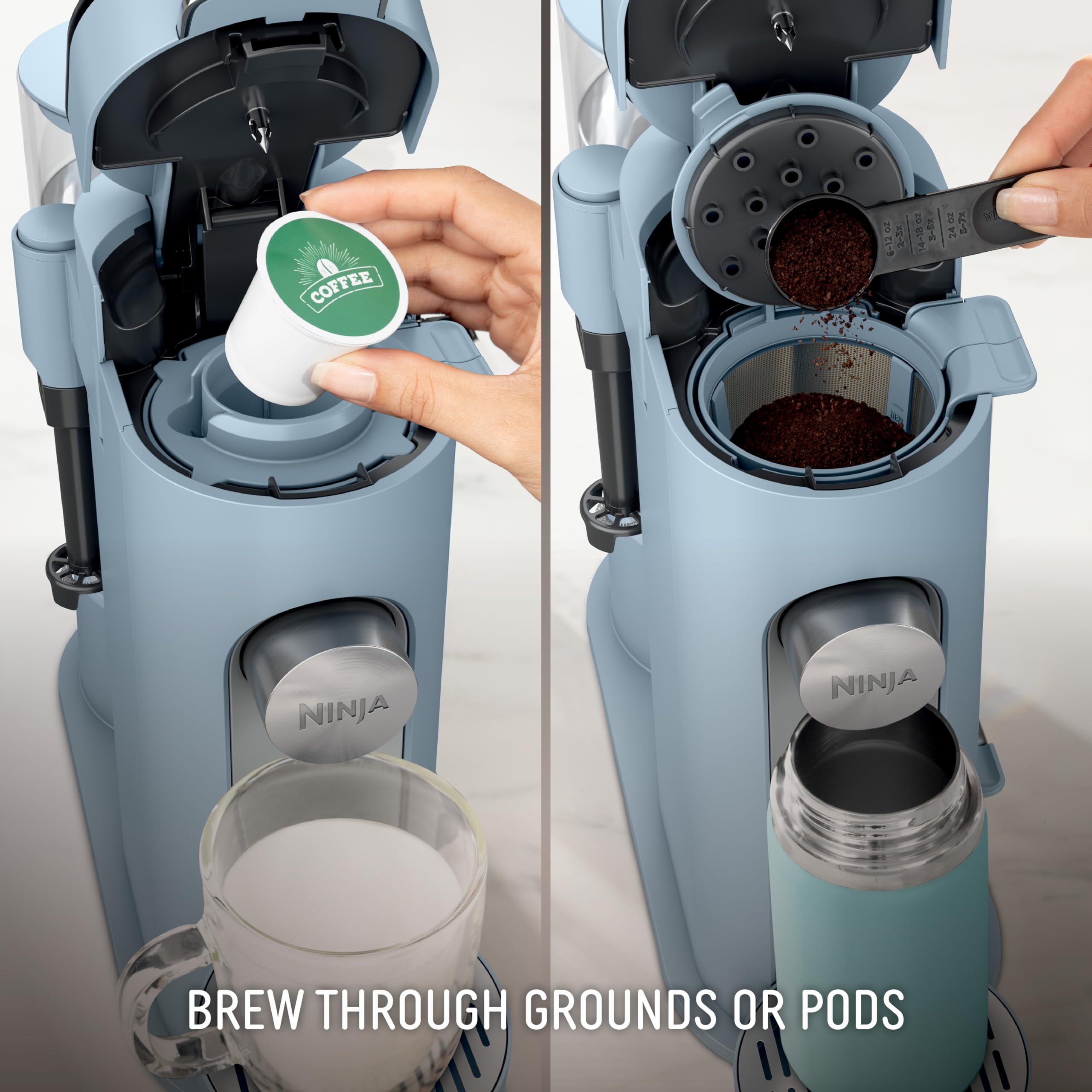 Ninja Single Serve Coffee Maker Pods & Grounds 4 Brew Styles 24oz Cup 56oz Reservoir PB051