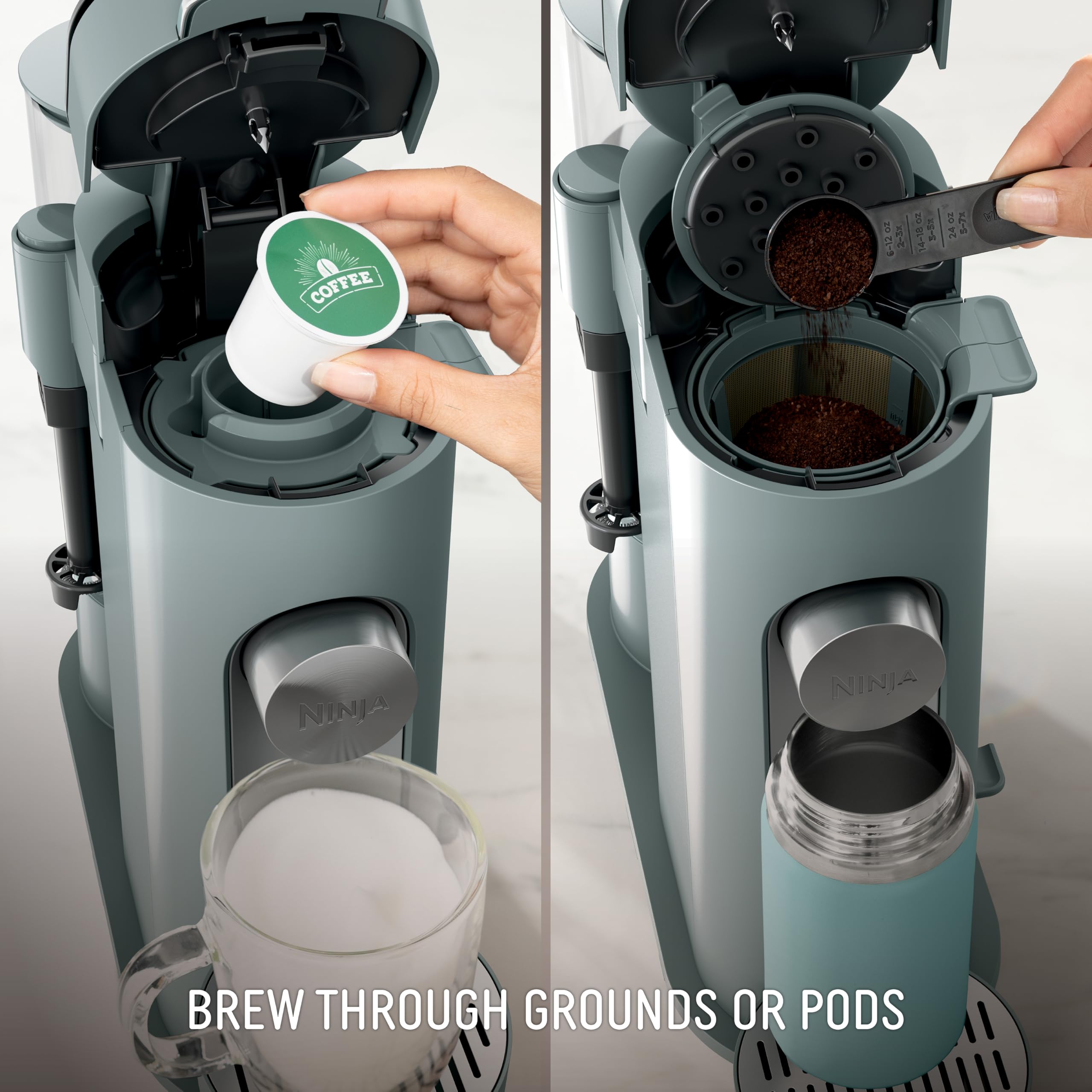 Ninja Single Serve Coffee Maker Pods & Grounds 4 Brew Styles 24oz Cup 56oz Reservoir PB051