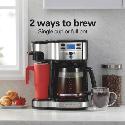 Hamilton Beach 2 Way Programmable Coffee Maker 12 Cup Carafe Single Serve 49980RG
