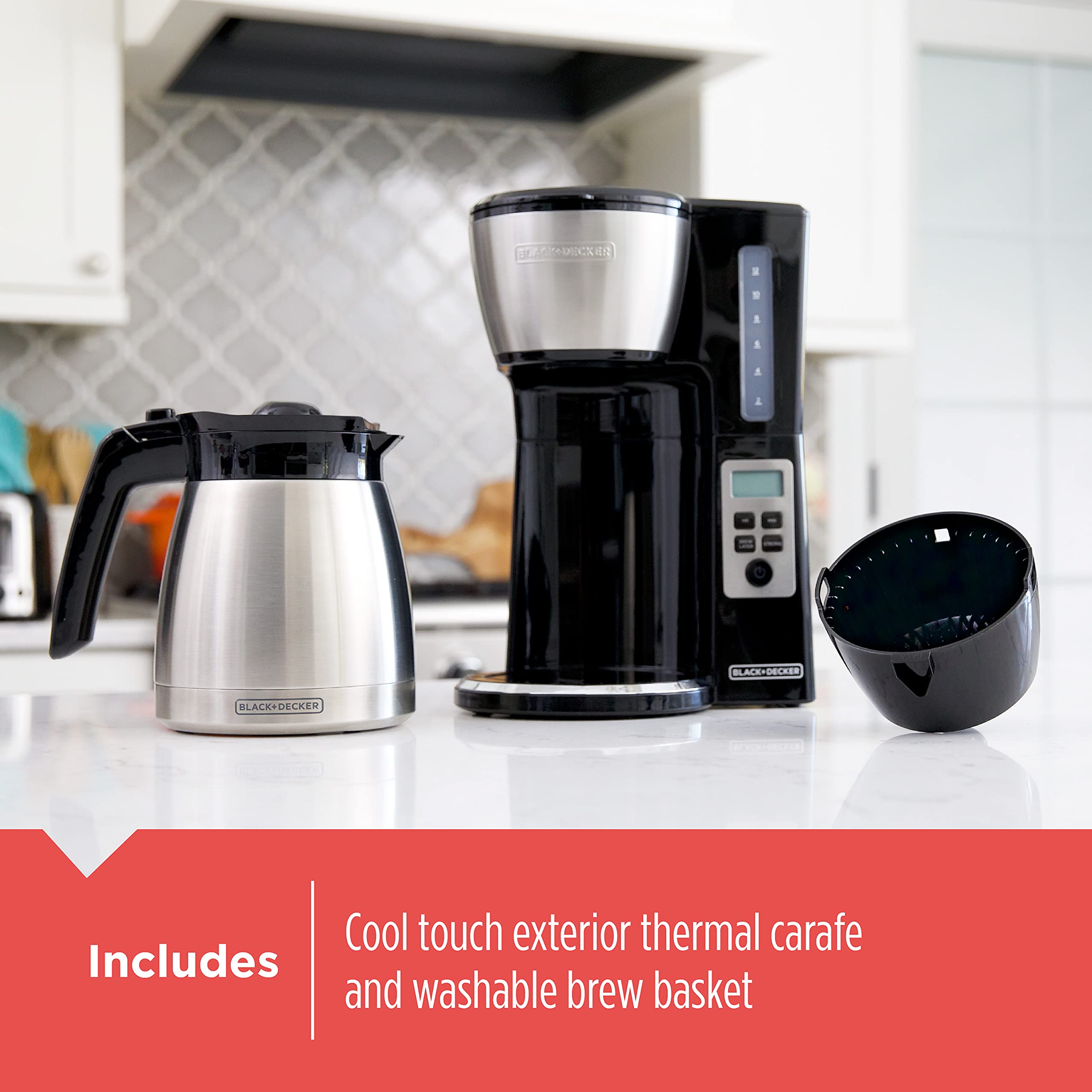 BLACK+DECKER 12 Cup Thermal Programmable Coffee Maker Brew Strength VORTEX CM2046S