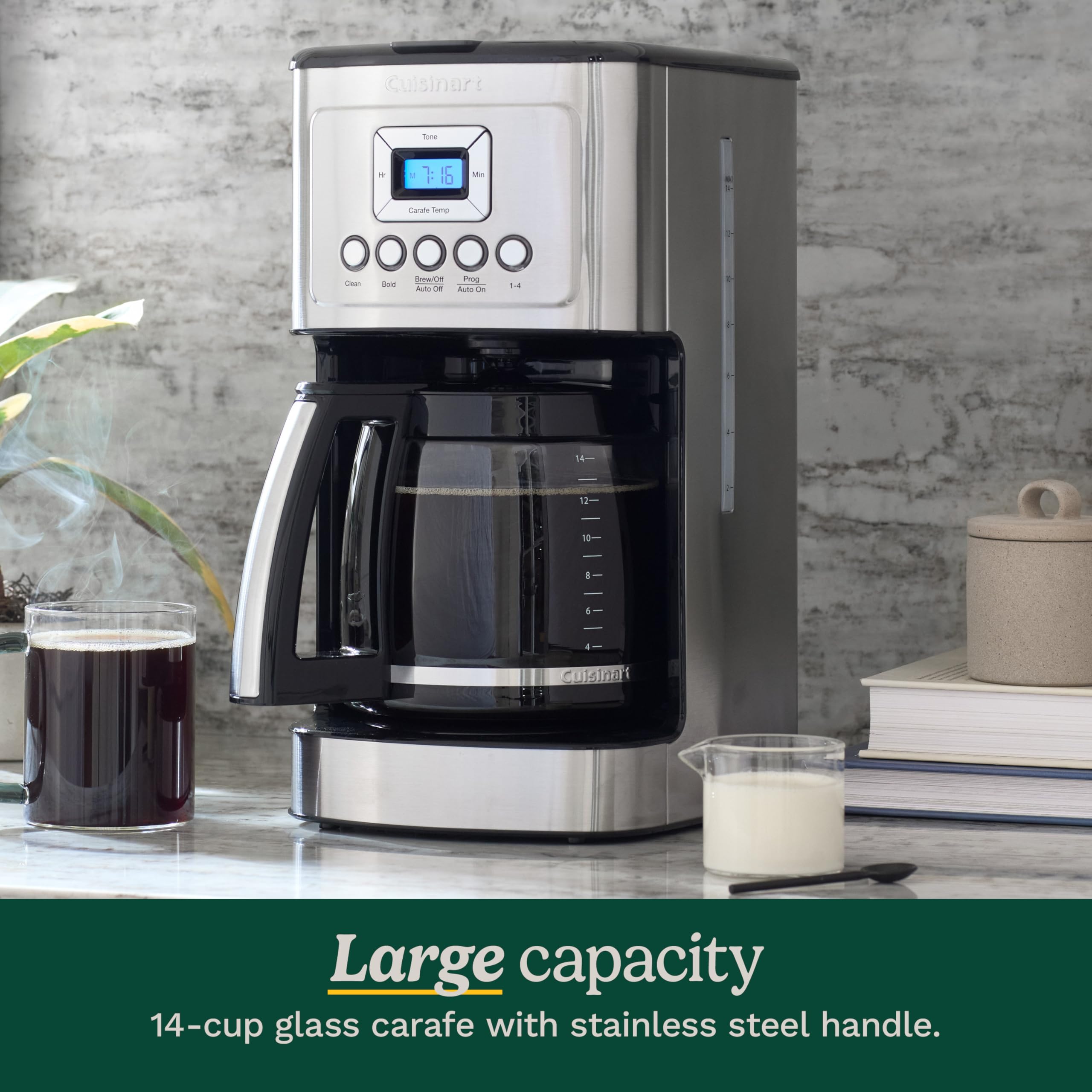 Cuisinart 14 Cup Programmable Coffee Maker PerfecTemp Glass Carafe DCC-3200NAS Stainless